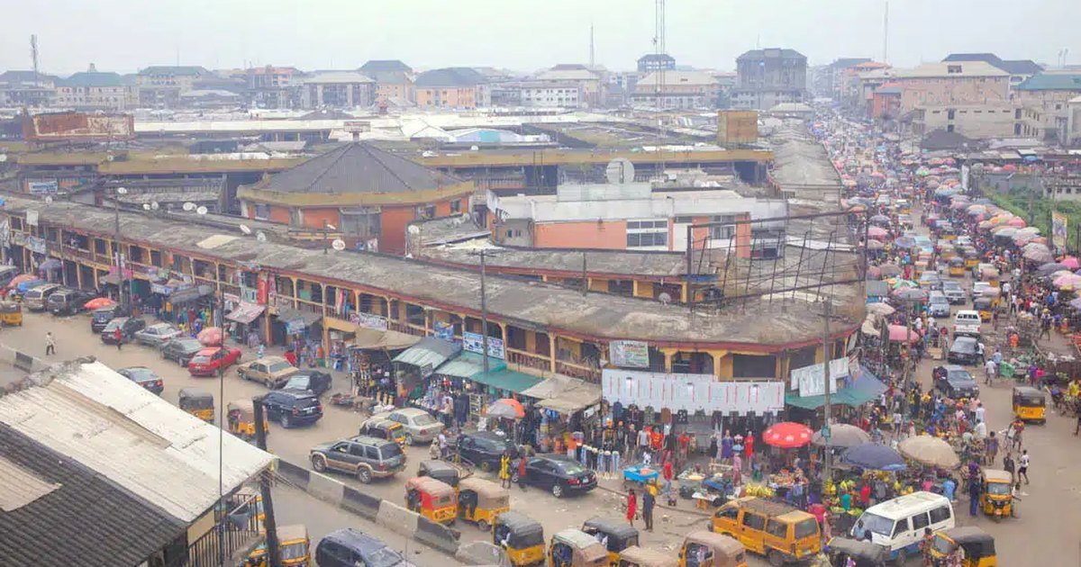 Ariaria International Market in Aba, Abia State, seen from above