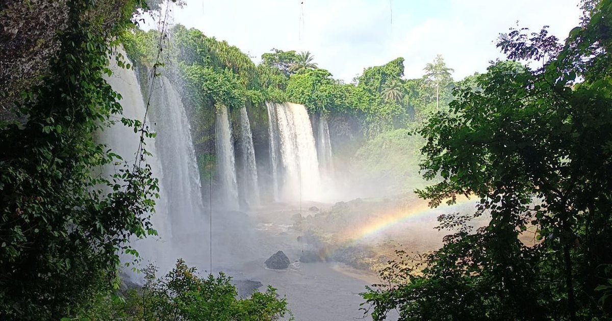 A rainbow over the Agbokim Waterfalls in Cross River State