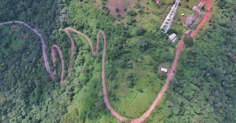 The winding road up Mount Patti at Lokoja, Kogi State