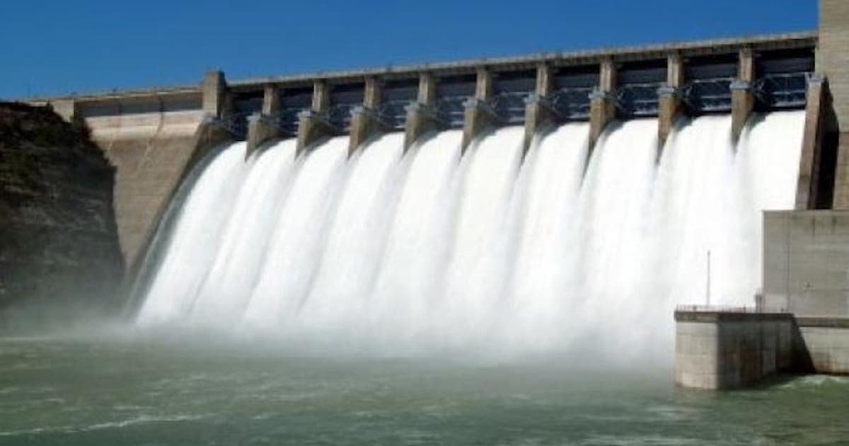 Water released through the gates of the Kainji Dam in Niger State