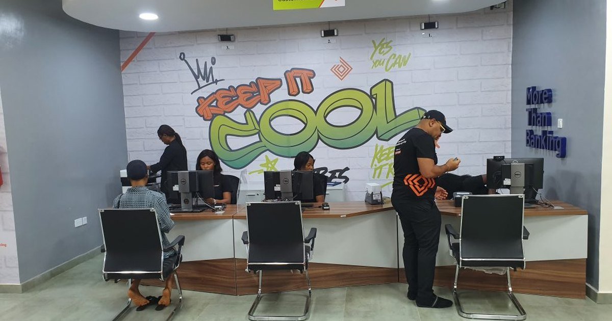 Customers being attended to inside a Nigerian bank branch